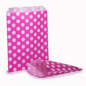 Shocking Pink Polka Dot Paper Bags