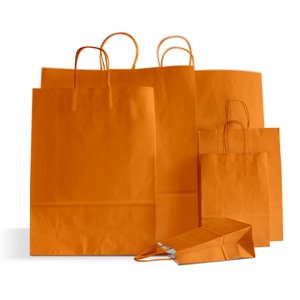 Orange Premium Italian Paper Carrier Bags with Twisted Handles