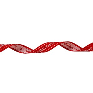 Merry Christmas on Woven Red Ribbon