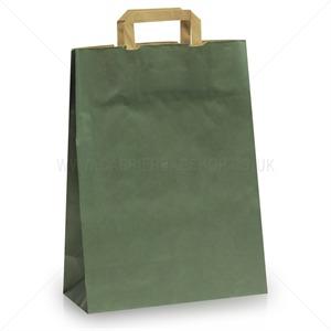 Dark Green Carrier Bags with Flat Handles