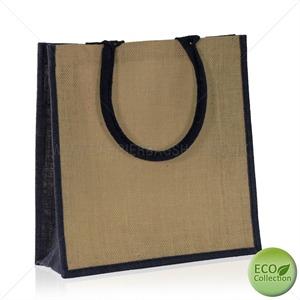 Natural Jute Navy Trim Bags with Luxury Padded Handles