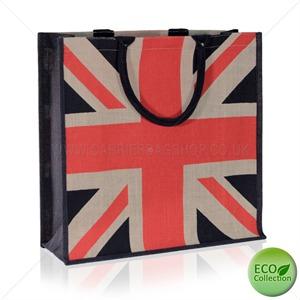 Navy Jute Union Jack Bags with Luxury Padded Handles