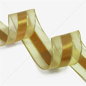 Honey Gold Sheer and Satin Ribbon with Gold Edge