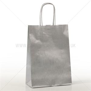 Italian Silver Paper Carrier Bags with Twisted Handles