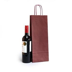 Italian Bordeaux Paper One Bottle Bag with Twisted Handles