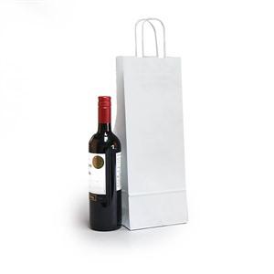 Italian White Paper One Bottle Bag with Twisted Handles