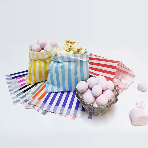 Gold Candy Stripe Paper Bags