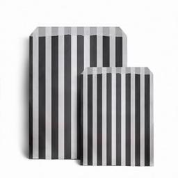 Black Candy Stripe Paper Bags - 7" x 9"