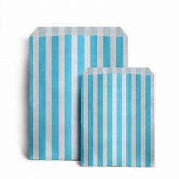 Light Blue Candy Stripe Paper Bags - 5" x 7"