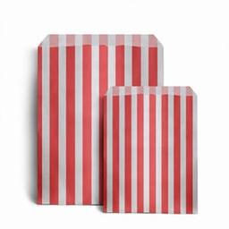 Red Candy Stripe Paper Bags - 10" x 14"