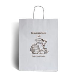 White Branded Paper Bags with Twisted Handles