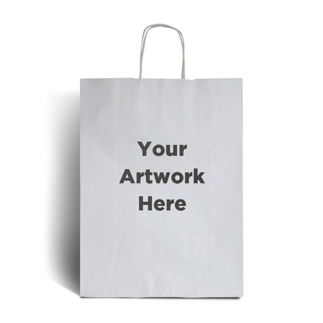 White Branded Paper Bags with Twisted Handles