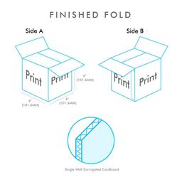Printed Single Wall Cardboard Boxes - 4" x 4" x 4" [0201 Style]