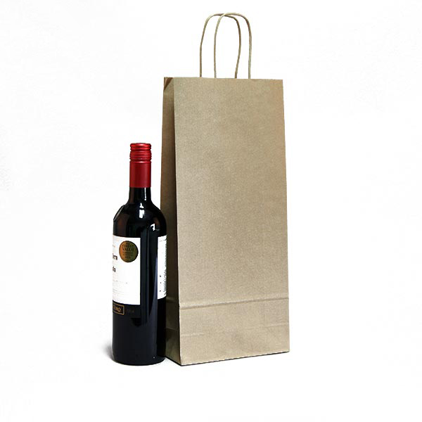 Pack of 25 Italian Brown Paper Two Bottle Bag with Twisted Handles 