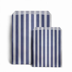 Dark Blue Candy Stripe Paper Bags - 7" x 9"
