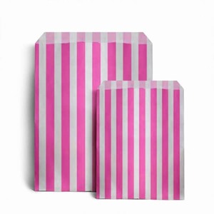 Pink Candy Stripe Paper Bags - 10" x 14"